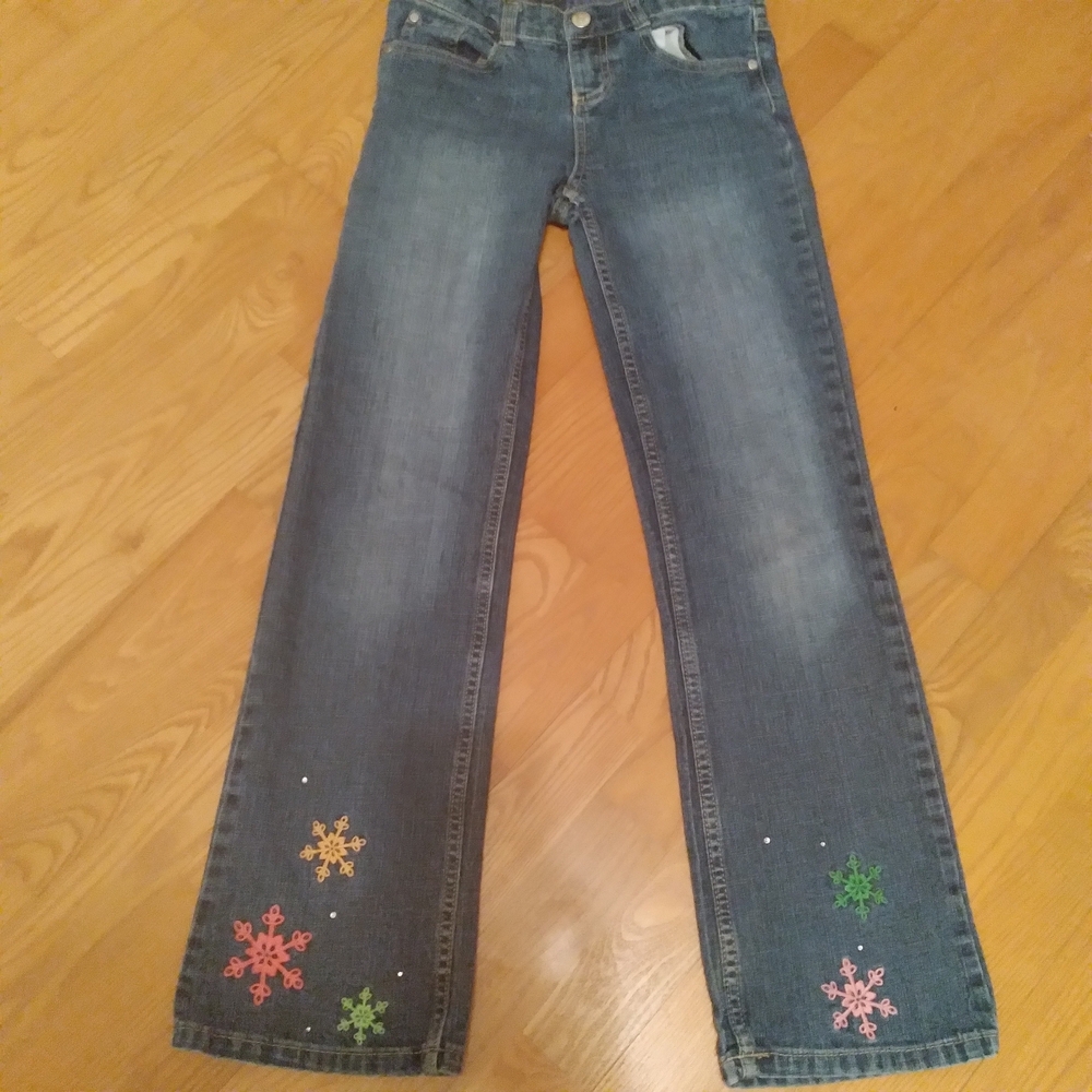 Gymboree Flare Leg Girl's Colororful Embroidered Blue Denim Fairy Jeans